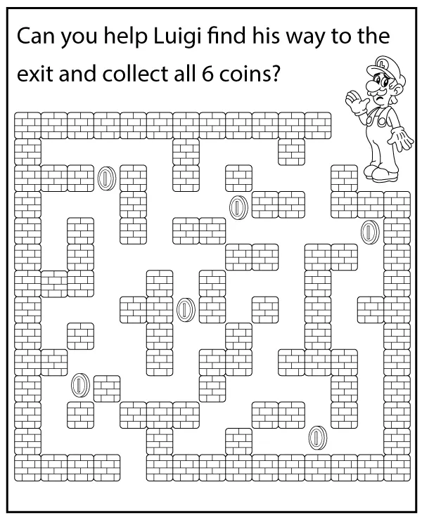 Luigi maze - printable activity for children