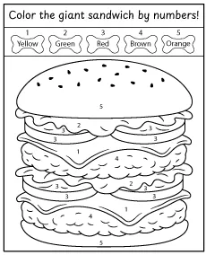 Scooby-Doo color by number hamburger coloring page printable