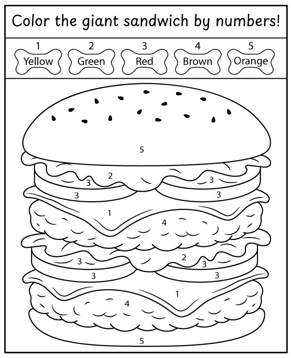 Scooby-Doo color by number hamburger coloring page