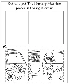 Scooby-Doo worksheet for children - cut out, arrange and color
