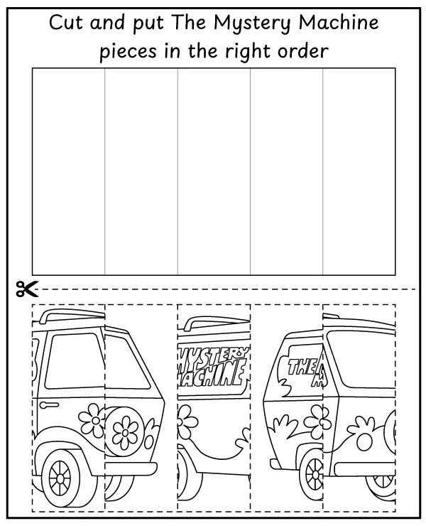 Scooby-Doo activity for children - cut out, arrange and color