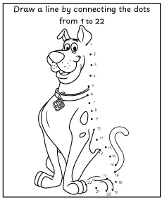 Scooby-doo dot to dot worksheet for children printable