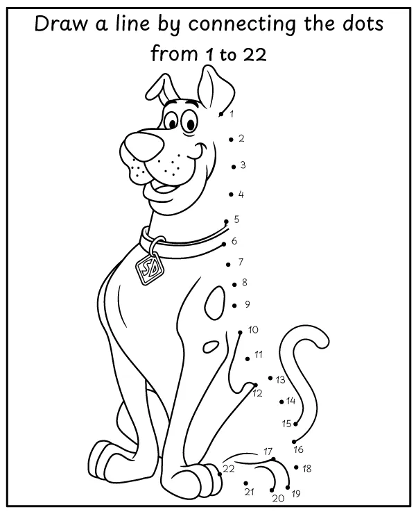 Scooby-doo dot to dot worksheet for children