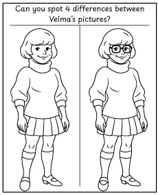 Scooby Doo spot 4 differences between Velma pictures
