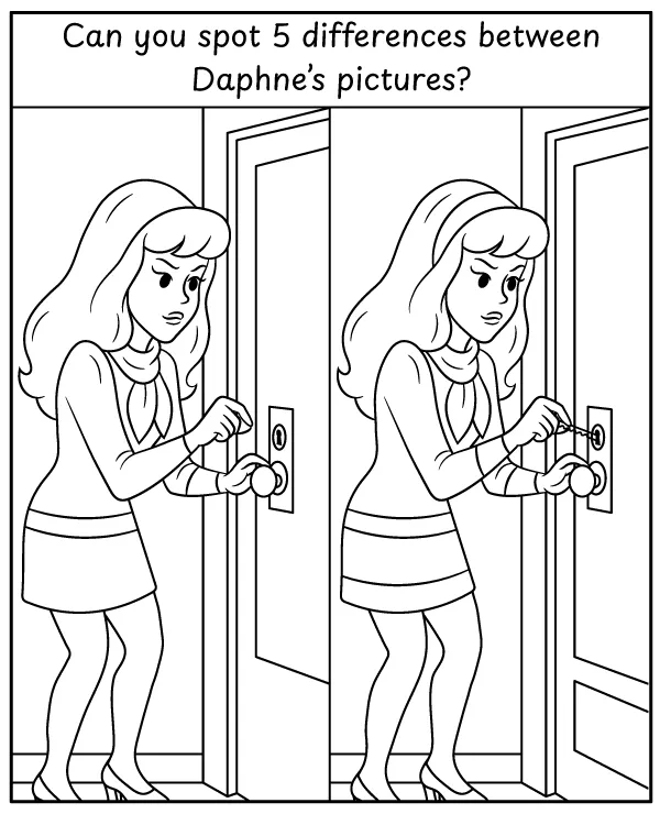 Scooby Doo spot 5 differences between Daphne pictures