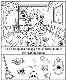 Scooby Doo worksheet for children - find hidden items