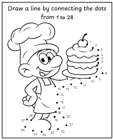 Dot to Dot Smurf Activity for Children printable