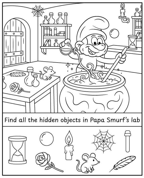 Find Hidden Objects - Smurfs observation exercise for children
