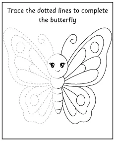 Spring puzzle for children - complete drawing butterfly coloring page