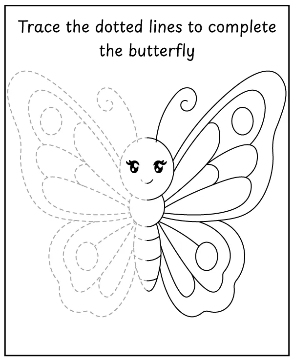 Spring puzzle - complete drawing butterfly coloring page
