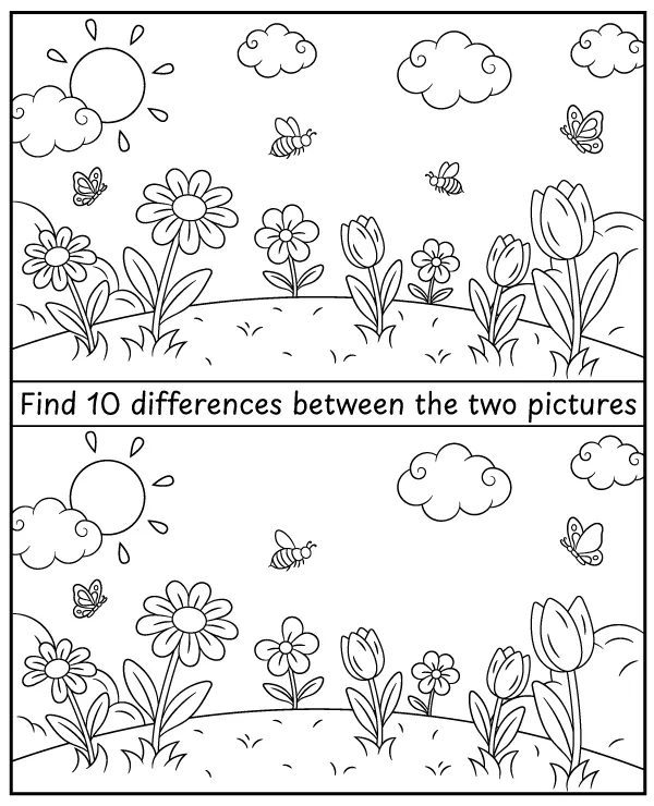 Find 10 differences between the pictures of spring
