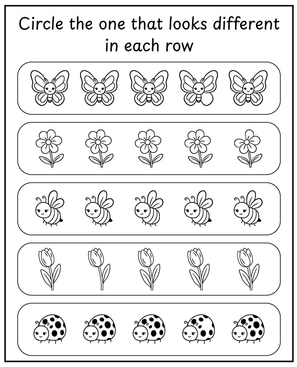 Which item is different - spring puzzle for children