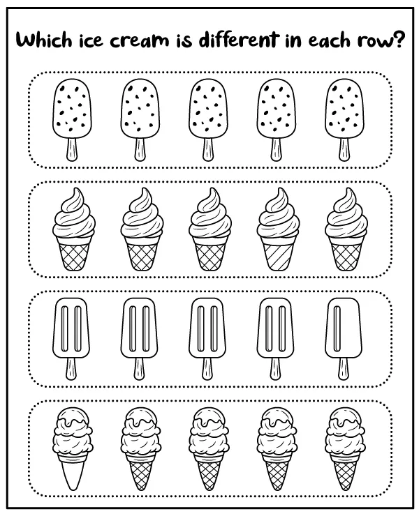 Which ice cream is different - summer puzzle for children