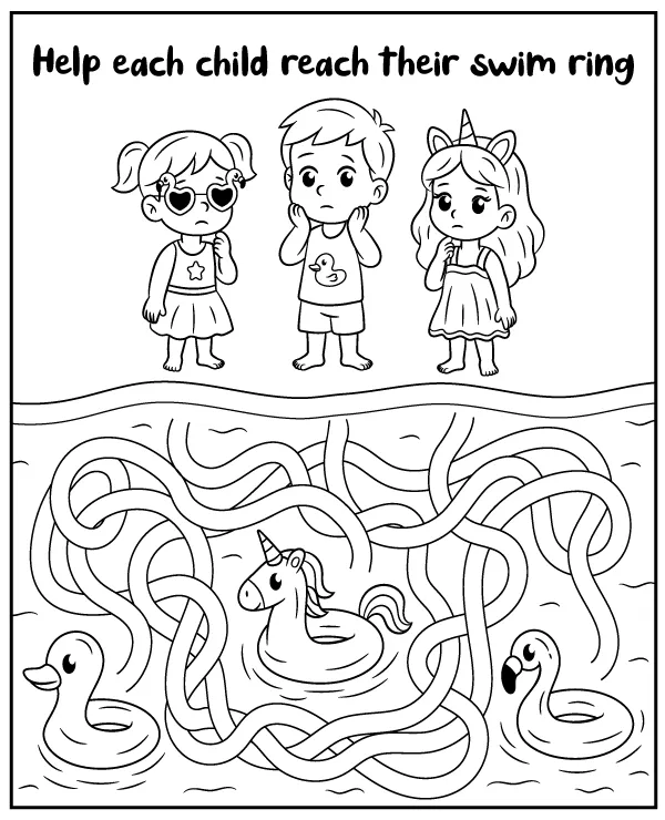 Summer maze - printable puzzle for children