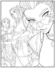 K-pop band Huntrix coloring page for children mini