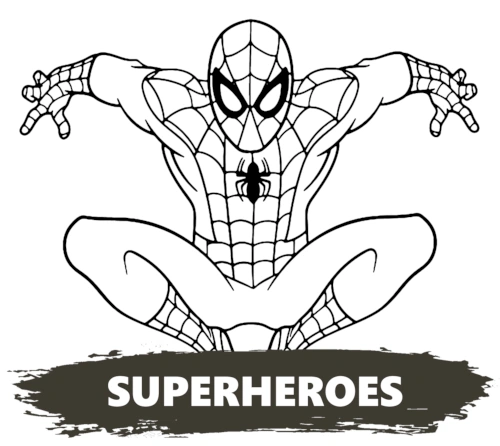 Superheroes coloring pages category banner