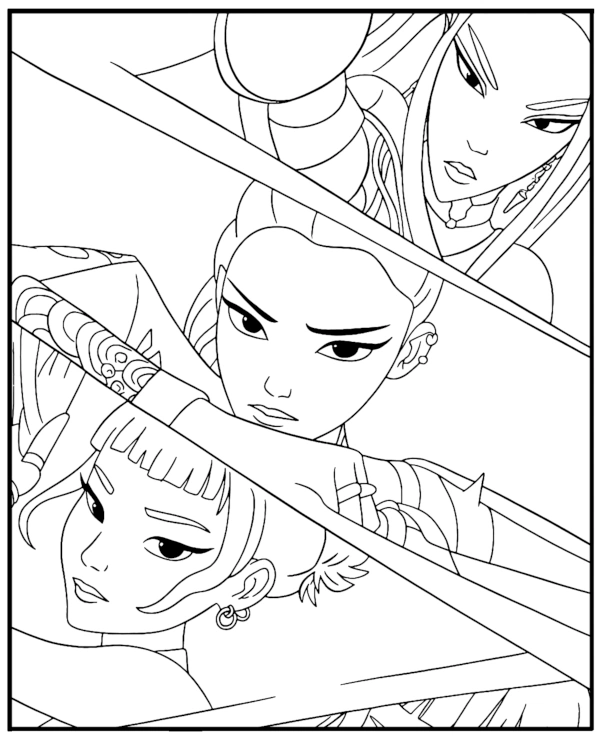 KPop Demon Hunters coloring page Huntrix Girls