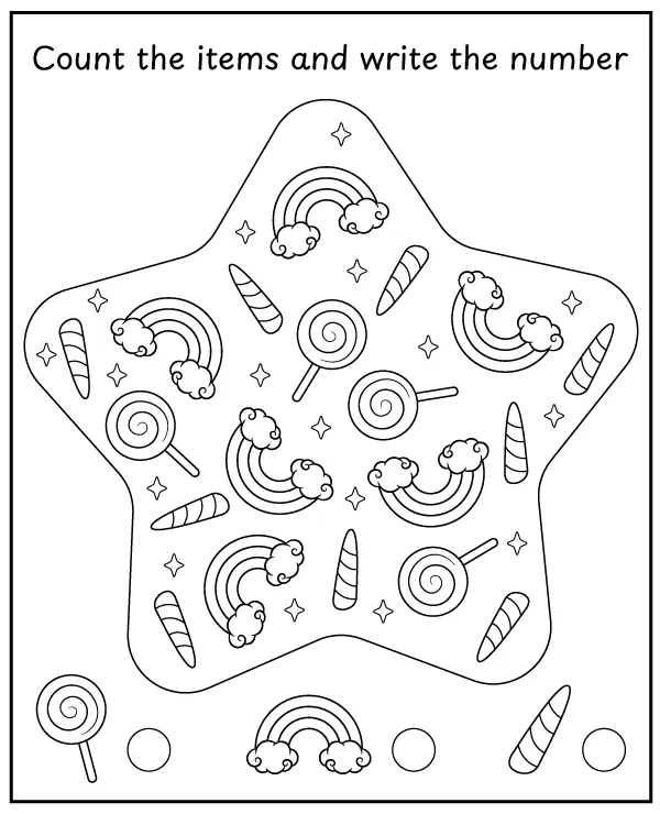 Count all the magical items - worksheet for children