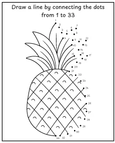 Dot to dot pineapple - printable worksheet for children