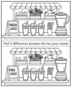 Spot 5 differences - fruit activity for children mini