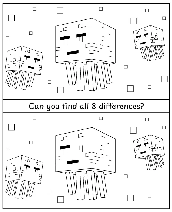 Spot 8 differences - Minecraft activity for children