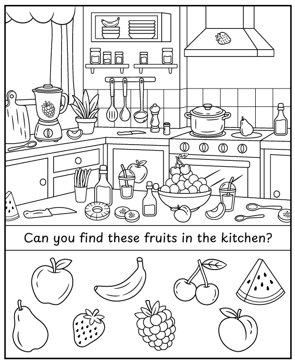 Find hidden fruit - observation training for children