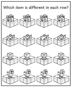 Which Minecraft item is different - observation training worksheet for children