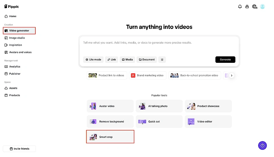 Pippit app screen details