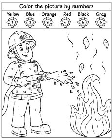 Color by number Fireman Sam coloring page mini