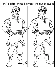 Spot 8 differences - Kristoff Frozen activity for children mobile
