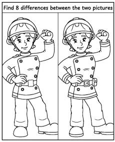 Spot 8 differences - Penny Morris firefighter activity for children mini