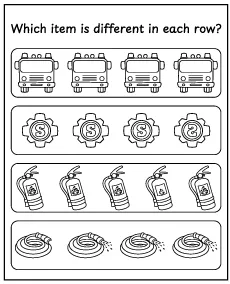 Which firefighter item item is different - puzzle for children mini