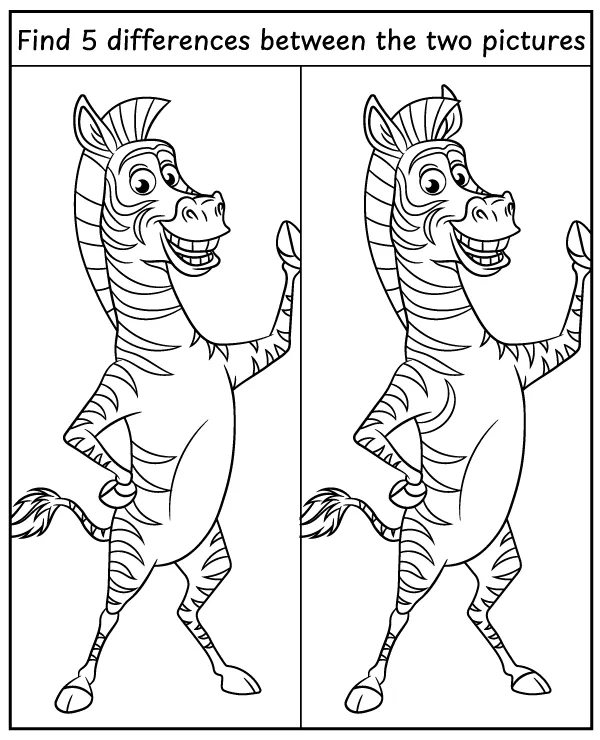 Find 5 differences - Madagascar activity for kids