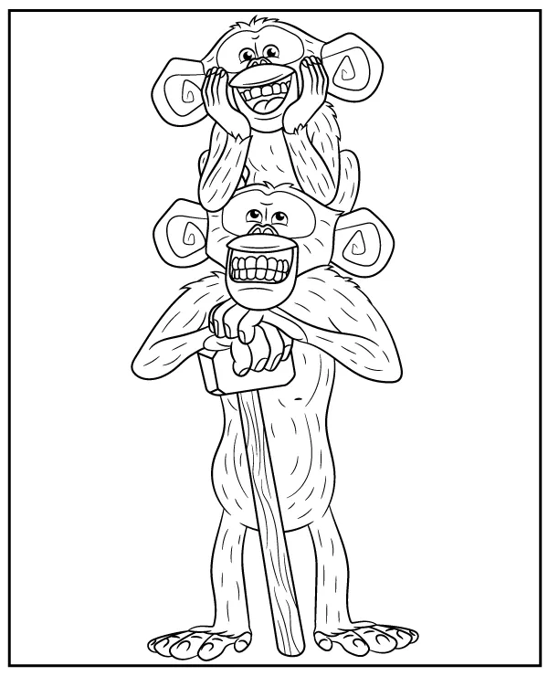 Madagascar Monkeys Mason and Phil coloring page