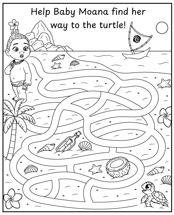 Maze - printable Moana activity for kids