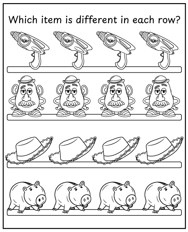 Printable Toy Story observation activity for kids