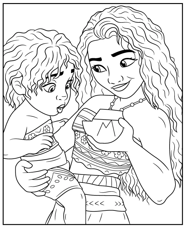 Moana and Simea coloring page