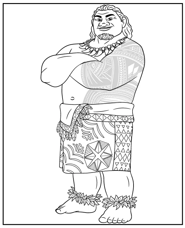 Chief Tui Moana charater coloring page