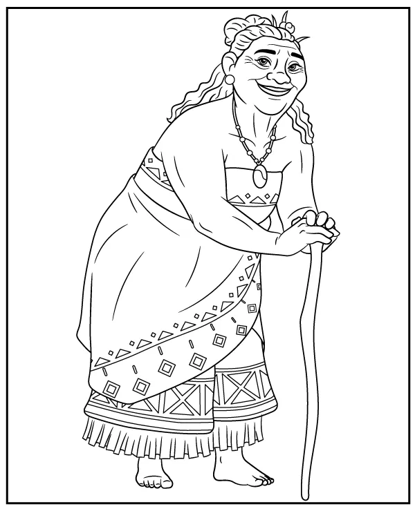 Moana character Gramma Tala coloring page