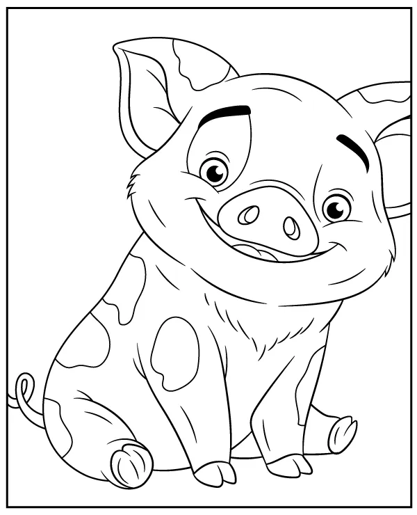 Pig Pua coloring page Moana character cartoon