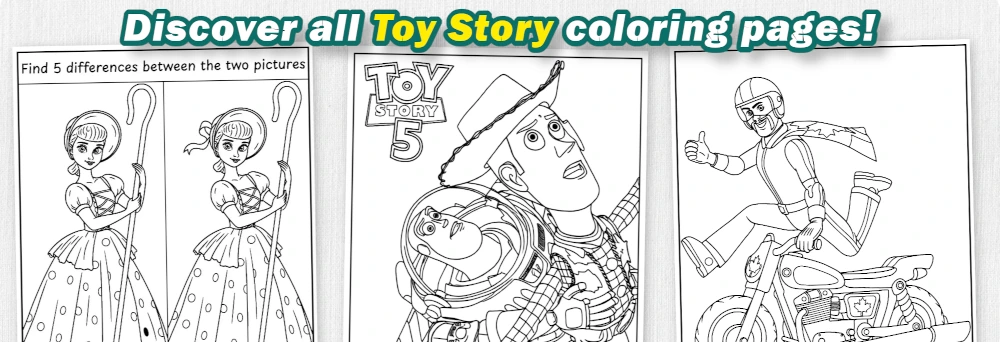 More Toy Story coloring pages banner