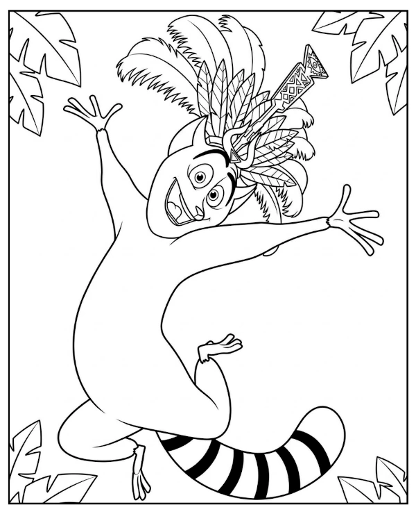 Happy King Julien coloring page Madagascar