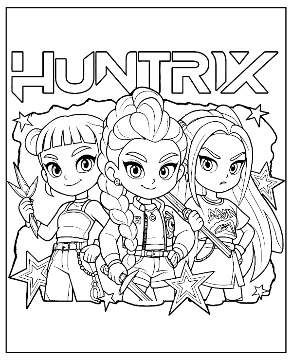 Kpop Demon Hunters coloring page anime style