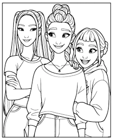 Kpop Demon Hunters girls coloring page for kids mini