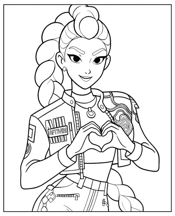 Rumi with a heart coloring page Kpop