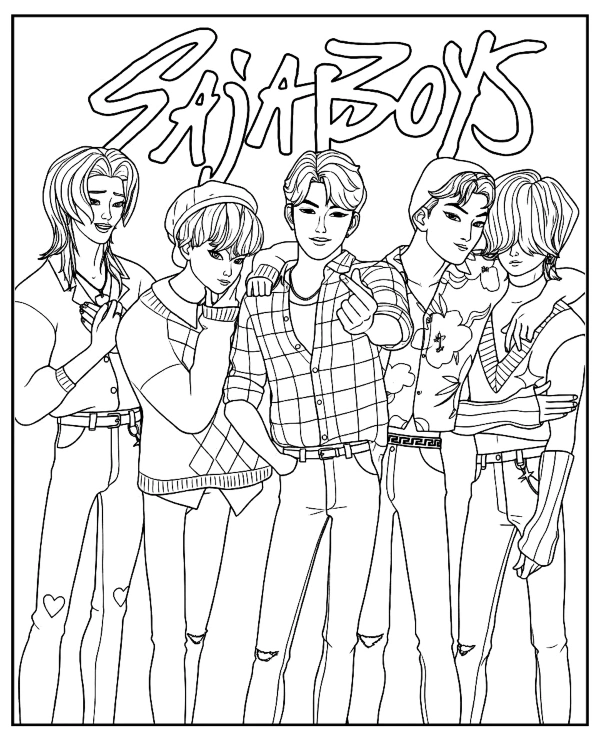 Saja Boys band coloring page for kids