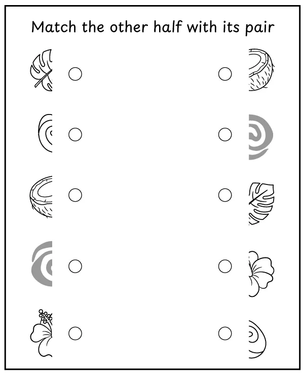 Match the other half printable Moana activity for kids