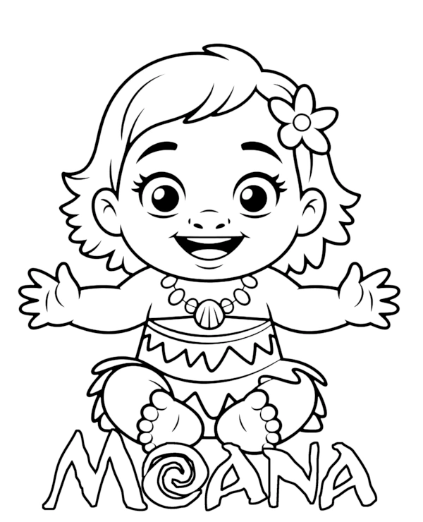 Baby Moana coloring page printable
