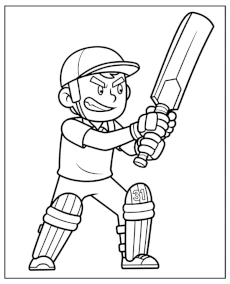 Cartoon-style cricket hitter coloring page sport mobile