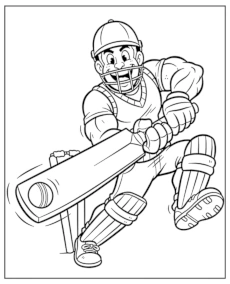 Cartoon cricket player coloring page sport mobile